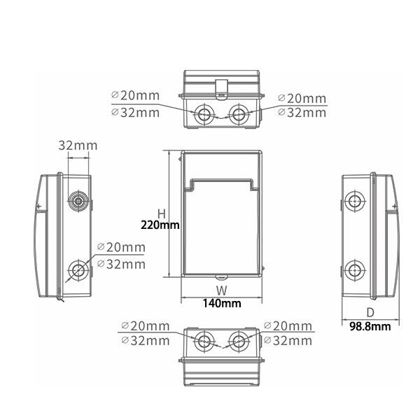 4way IP65 AL Garage Unit Surface Mounted-wosomelec